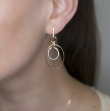 Load image into Gallery viewer, Classic Infinity Hoops Hanging Diamonds Gold Earrings