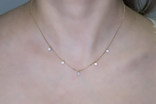 Classic and Elegant Diamond Necklace with Five Round Brilliant Cut Diamonds 