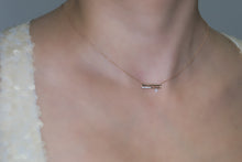 Load image into Gallery viewer, Classic Flouting Diamond Bar Necklace with Golden Chain