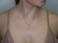 Load image into Gallery viewer, Looping Link Drop Diamond Necklace with Mix Color Gold 
