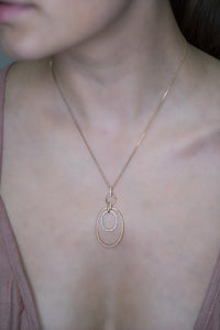 Classic Infinity Hoops Hanging Diamond Gold Necklace with Gold Chain