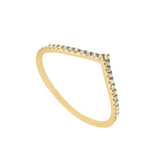 Load image into Gallery viewer, Geometric V Shaped Diamond Gold Ring
