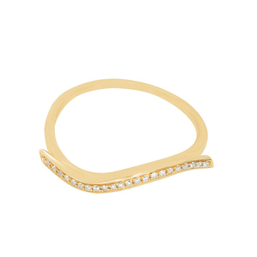 Classic Wave-Shaped Diamond Gold Ring