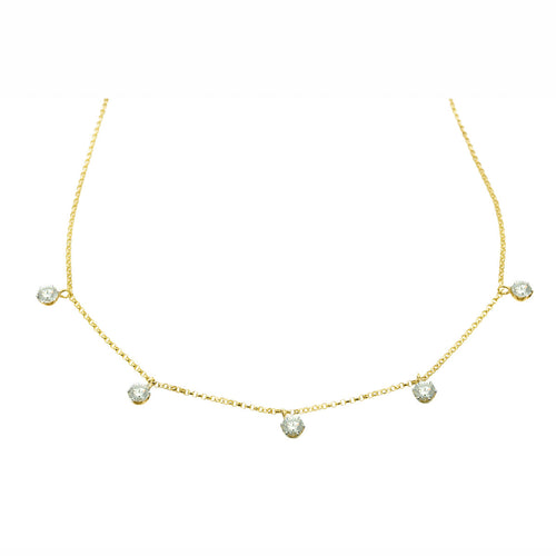 Classic and Elegant Necklace features Five Round Brilliant Cut Diamonds