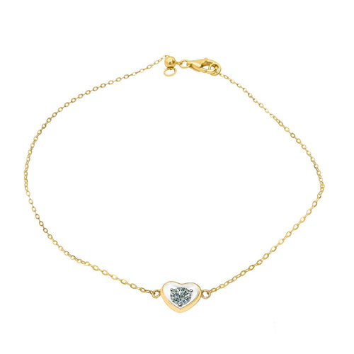 Classic J Bezel Heart Shaped Diamond Bracelet