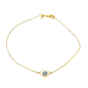 Classic J Bezel Heart Shaped Diamond Bracelet