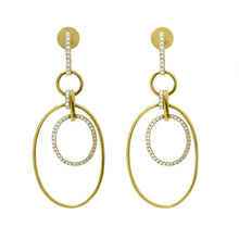 Load image into Gallery viewer, Infinity Hoops Hanging Diamonds Gold Earrings
