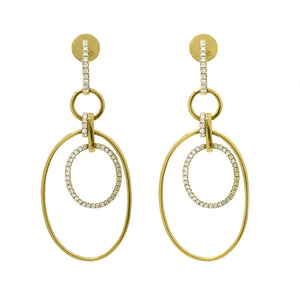 Infinity Hoops Hanging Diamonds Gold Earrings