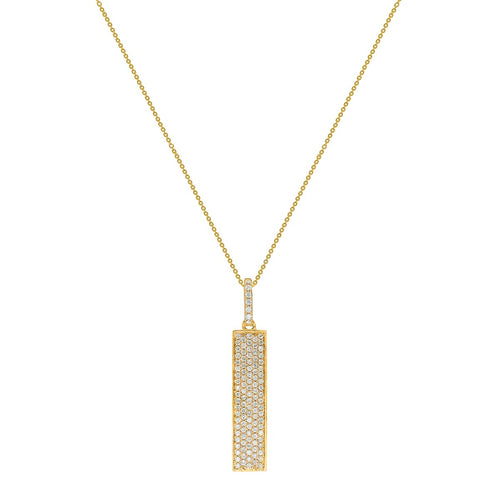 Classic Timeless Rectangular Drops Pendant features Round Brilliant Cut Diamonds