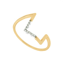 Load image into Gallery viewer, Geometric Zig-Zag Diamond Gold Ring