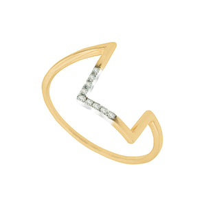 Geometric Zig-Zag Diamond Gold Ring