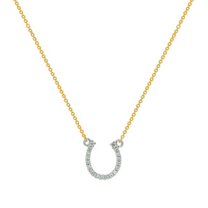 Classic Good Luck Horseshoe Shaped Diamond Pendant with Gold Chain