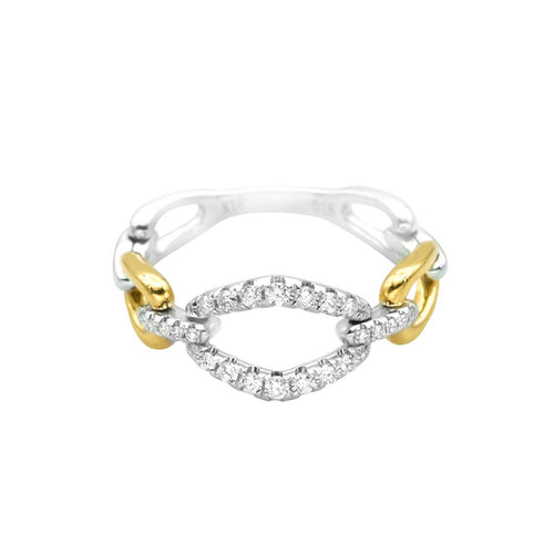 Classic Looping Link Drop Diamond Ring in Mix Gold Colours