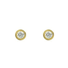 Load image into Gallery viewer, Milgrain Bezel Setting Diamond Stud Earrings