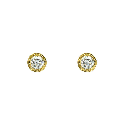 Milgrain Bezel Setting Diamond Stud Earrings