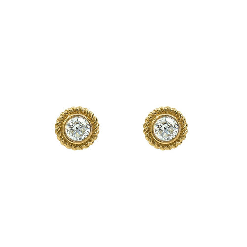 Twist Bezel Diamond Stud Earrings