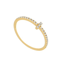 Load image into Gallery viewer, Classic Cross-Shaped Diamond Gold Ring