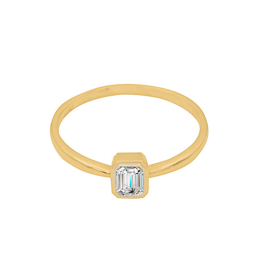 Geometric Emerald Cut Diamond Gold Ring