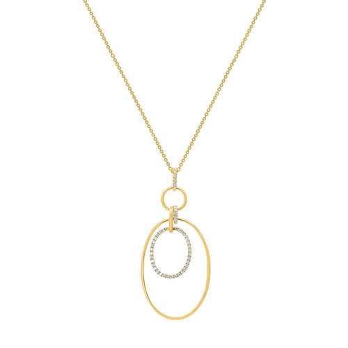 Classic Infinity Hoops Hanging Diamond Gold Necklace with Gold Chain
