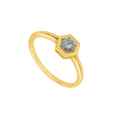 Load image into Gallery viewer, Geometric Twilight Hexagon Diamond Gold Ring Large Size