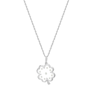 Floating Diamonds Four Leaf Clover Charm Gold Pendant