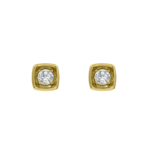 Classic Princess Cut Bezel Set Diamond Stud Earrings