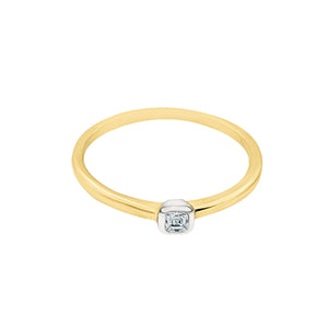 Geometric Asscher Cut Diamond Ring in Mix Gold Colours