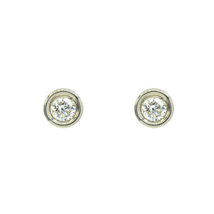 Classic Twinkling Bezel Set Diamond Stud Earrings
