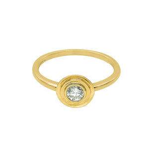 Geometric Double Bezel Diamond Gold Ring Large Size