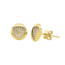 Load image into Gallery viewer, Geometric Trinity Circle Diamond Stud Gold Earrings