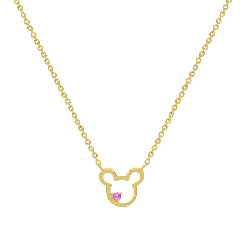 Kids Mini Micky Pink Sappier Pendant with Gold Chain
