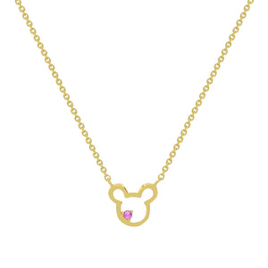 Kids Mini Micky Pink Sappier Pendant with Gold Chain