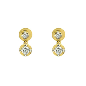 Dazzling Two Stones Tiara Diamond Stud Earrings