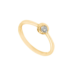 Classic Half Moon Diamond Gold Ring
