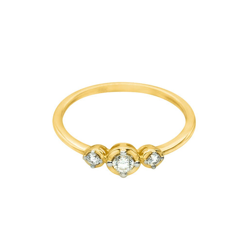Classic Three Stones Tiara Diamond Gold Ring