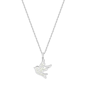 Floating Diamonds Love Bird Gold Charm Pendant