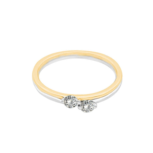 Classic Two Round Brilliant Cut Diamonds in Mix Gold Colours Ring