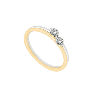 Classic Two Round Brilliant Cut Diamonds in Mix Gold Colours Ring