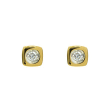 Load image into Gallery viewer, Classic with a Touch of Retro J Bezel Square Shaped Diamond Stud Earrings
