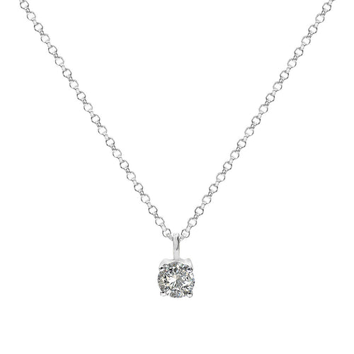 Classic Round Cut Diamond Four Prong Gold Pendant