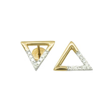 Load image into Gallery viewer, Geometric Triangle Diamond Stud Gold Earrings