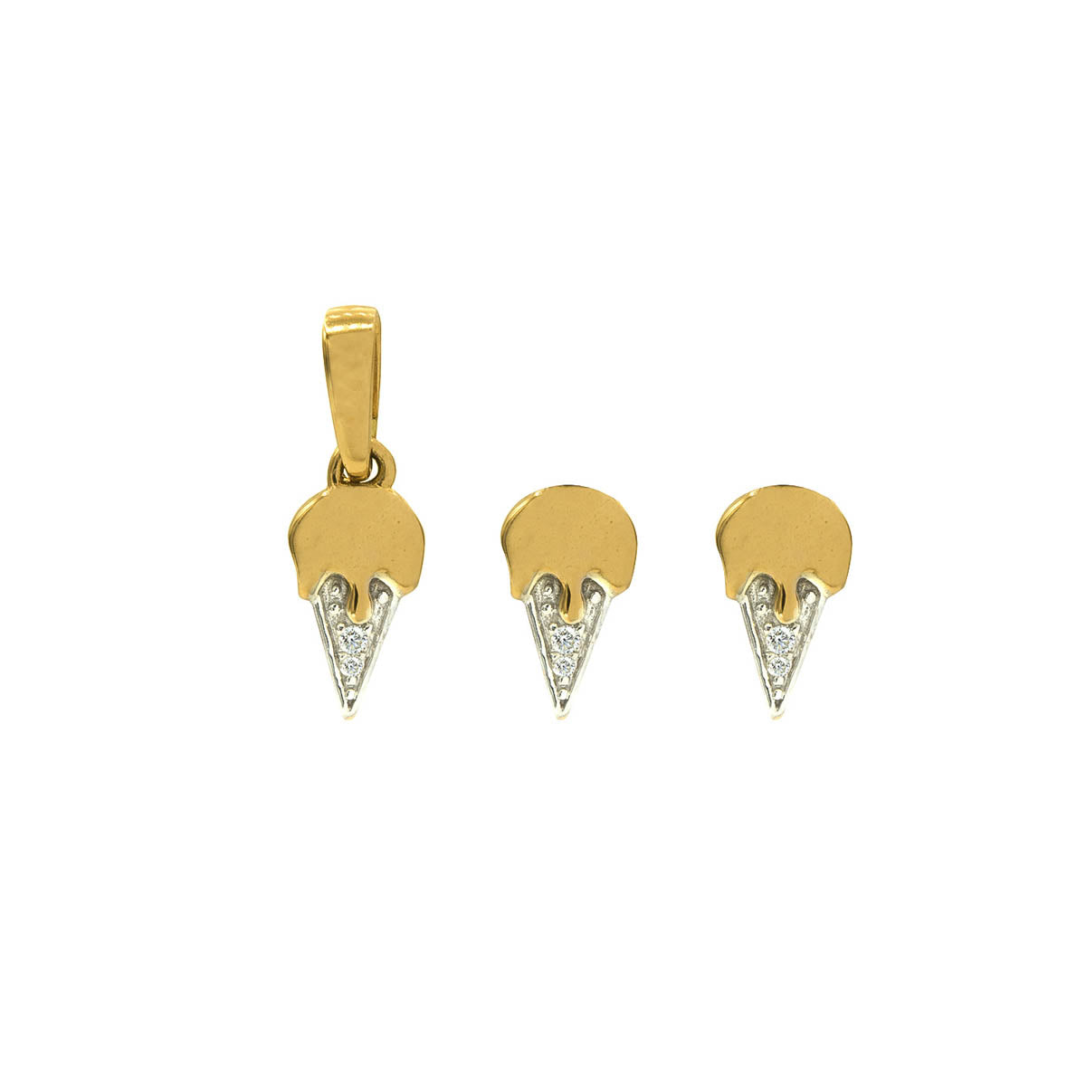 Kids Ice Cream Cone Diamond Gold Earrings