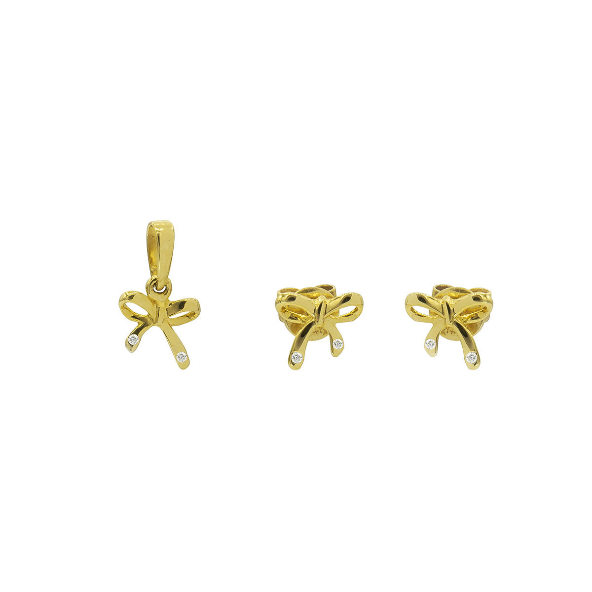 Kids Bow Diamond Gold Earrings