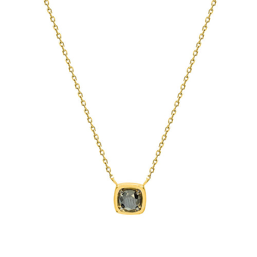 Classic Round Cut Black Diamond Bezel Set Pendant