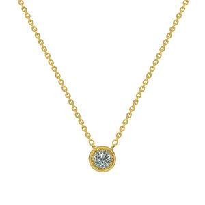 Classic Milgrain Bezel Diamond Gold Pendant