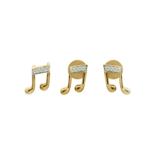 Kids Music Note Diamond Gold Pendant