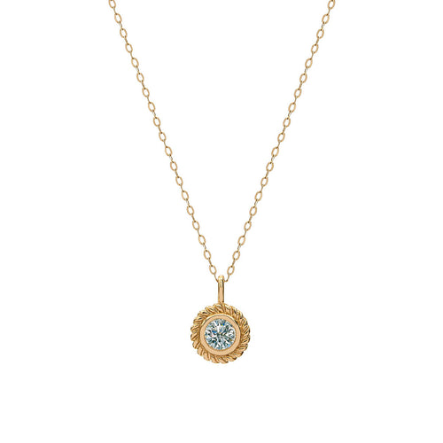 Classic Twist Bezel Diamond Gold Pendant with Golden Chain