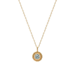 Classic Twist Bezel Diamond Gold Pendant with Golden Chain