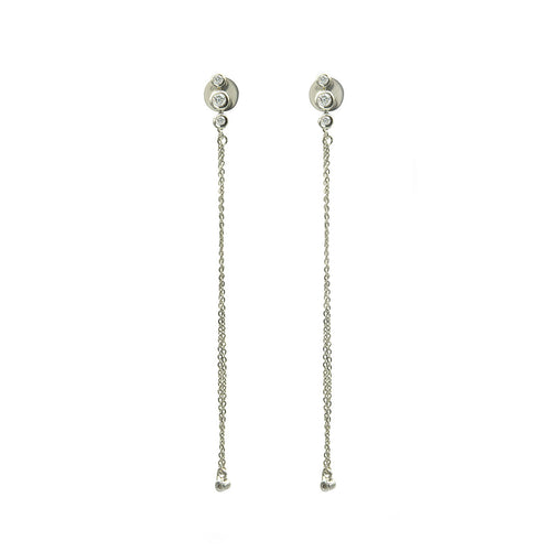 Classic Daring Drop Gold Earrings with Four Round Brilliant Cut Diamonds