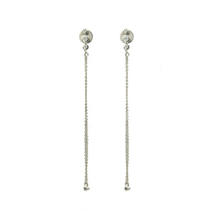 Classic Daring Drop Gold Earrings with Four Round Brilliant Cut Diamonds